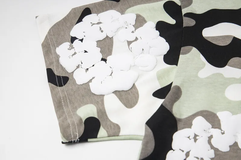 D316# ​​Top P132 D317# Pants P136 DENIM TEARS Kapok European and American fashion brand high quality correct version foam flocking camouflage printed short-sleeved suit Color Camouflage blue Camouflage powder Camouflage gray Camouflage apricot Camouflage green Size S-XL